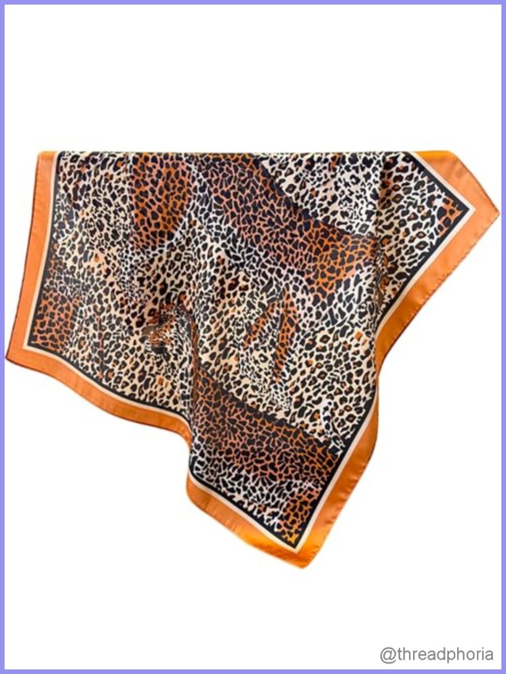 Leopard Print Satin Scarf 100% Polyester Lightweight Hair Wrap Handbag Accessory